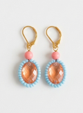 Strass oorhangers pastel oranje